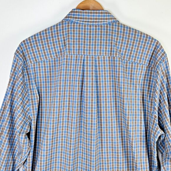 Johnnie-O Prep-Formance Stretch Shirt Mens Large Blue Plaid Performance Casual - Picture 5 of 15